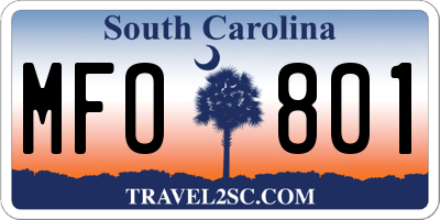 SC license plate MFO801