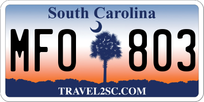 SC license plate MFO803