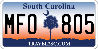 SC license plate MFO805