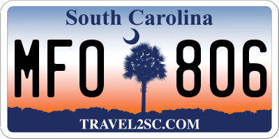 SC license plate MFO806