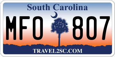 SC license plate MFO807