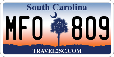 SC license plate MFO809