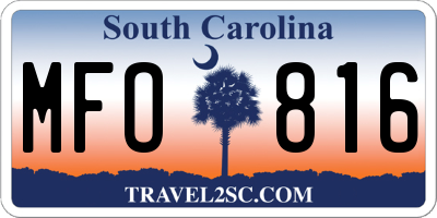 SC license plate MFO816