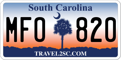 SC license plate MFO820