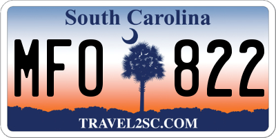 SC license plate MFO822