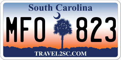 SC license plate MFO823