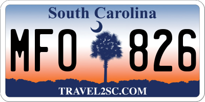 SC license plate MFO826