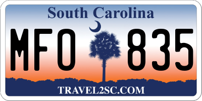 SC license plate MFO835