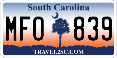 SC license plate MFO839