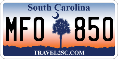 SC license plate MFO850