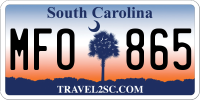 SC license plate MFO865