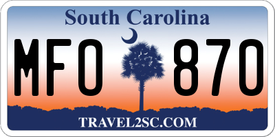SC license plate MFO870