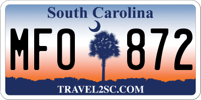 SC license plate MFO872