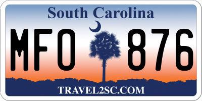 SC license plate MFO876