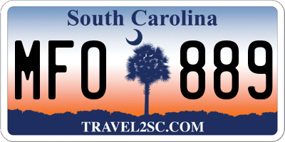 SC license plate MFO889