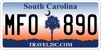 SC license plate MFO890