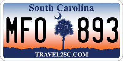 SC license plate MFO893