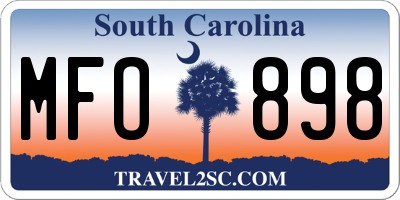 SC license plate MFO898