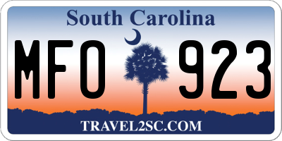 SC license plate MFO923