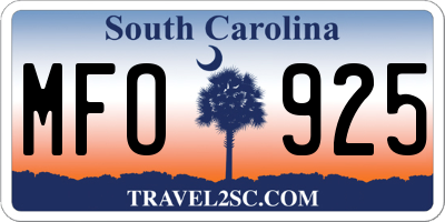SC license plate MFO925