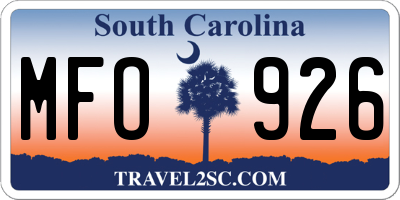 SC license plate MFO926