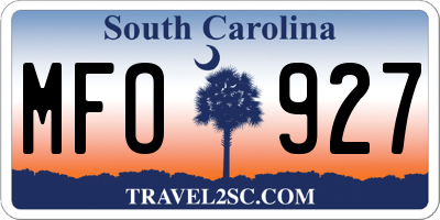 SC license plate MFO927