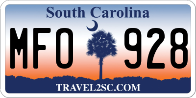 SC license plate MFO928