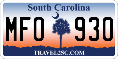 SC license plate MFO930