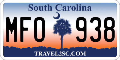SC license plate MFO938