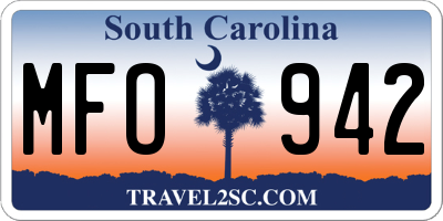 SC license plate MFO942