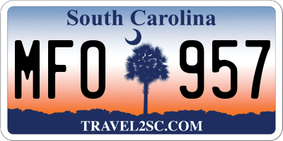 SC license plate MFO957