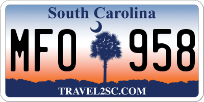 SC license plate MFO958