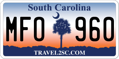 SC license plate MFO960