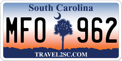 SC license plate MFO962