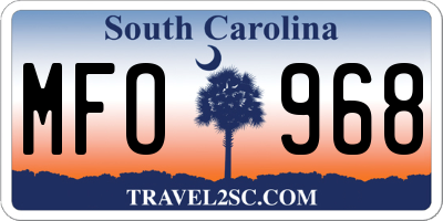 SC license plate MFO968