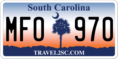 SC license plate MFO970