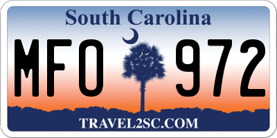 SC license plate MFO972