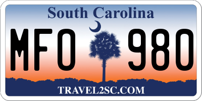 SC license plate MFO980