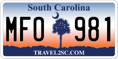 SC license plate MFO981