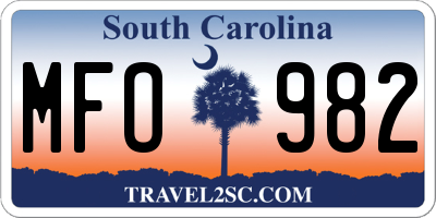 SC license plate MFO982