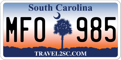 SC license plate MFO985