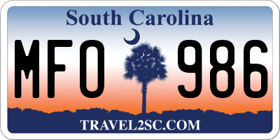 SC license plate MFO986