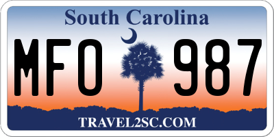 SC license plate MFO987