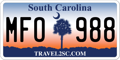 SC license plate MFO988