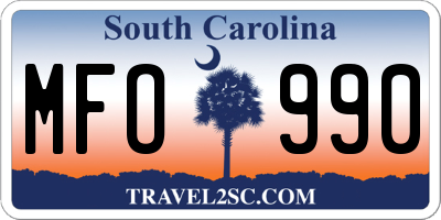 SC license plate MFO990