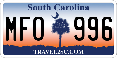 SC license plate MFO996