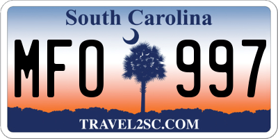 SC license plate MFO997