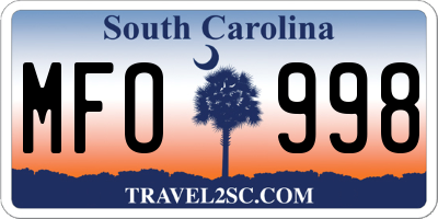 SC license plate MFO998