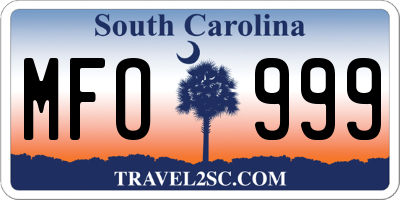 SC license plate MFO999