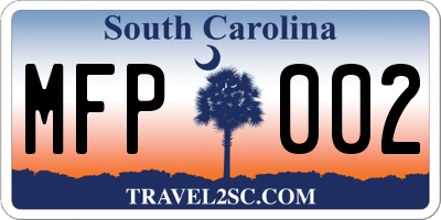 SC license plate MFP002